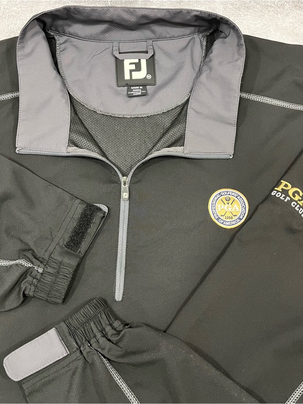 FJ Footjoy Golf 1/4 Zip Pullover Wind Shirt 3xl PGA Black Long Sleeve